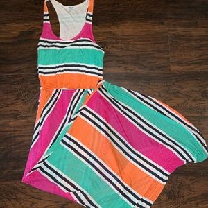 Splendid Colorful Stripe Tulip High Low Maxi Dress size XS